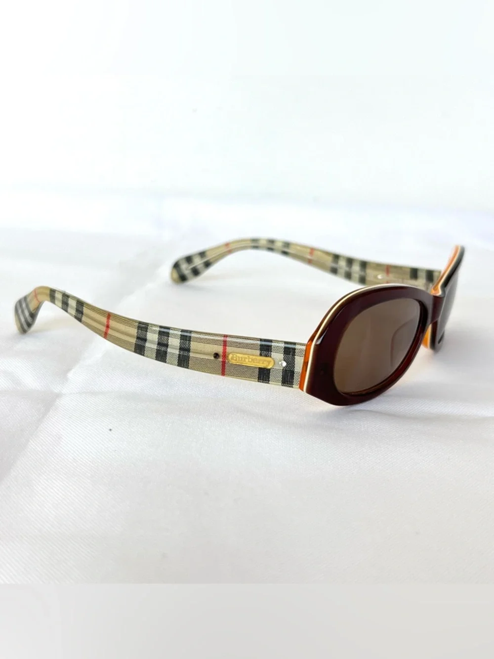 BURBERRY M-6937 1353 Kids Brown Lenses Burgundy Frame Checker Temples Sunglasses